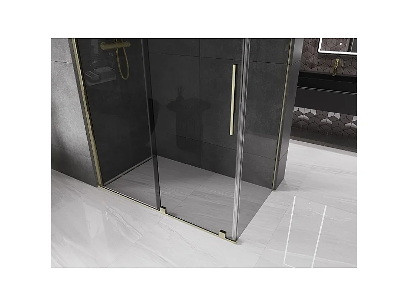 Mexen Velar douchecabine schuifdeur 150 x 75 cm, grafiet, goud - 871-150-075-41-50