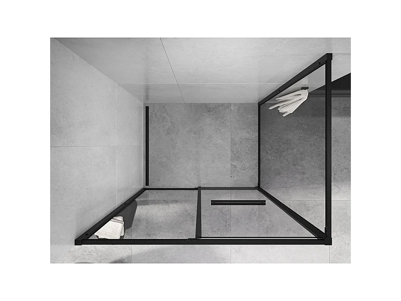 Mexen Linea drsna tuš kabina 100 x 90 cm, transparentna, črna - 8E1-100-090-70-70