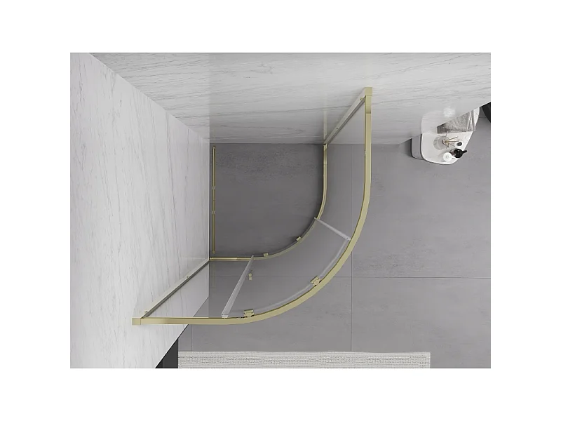 Mexen Exo cabine de douche semi-circulaire coulissante 70 x 70 cm, transparent, doré - 8131-070-070-50-00