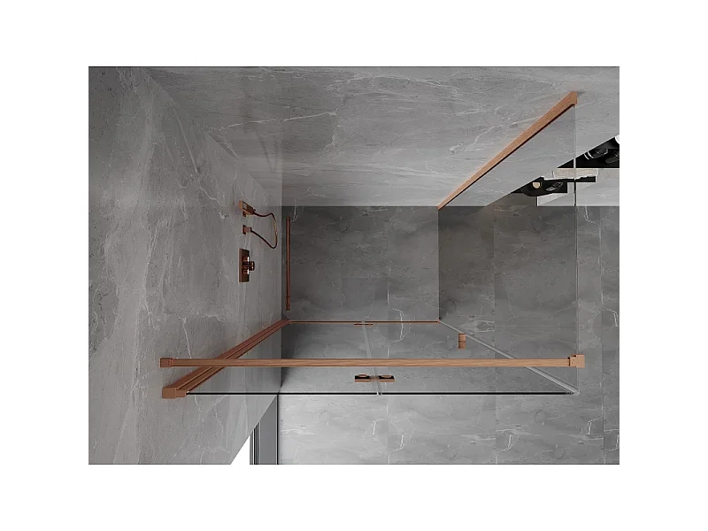 Mexen Mist-F T shower cabin foldable left 120 x 100 cm, transparent, brushed copper - 8A6T-120-100-65-00-L