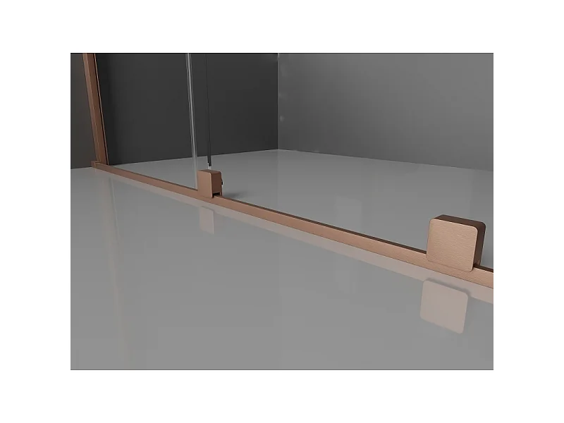 Mexen Velar schuifdouchecabine 90 x 75 cm, matglas, geborsteld koper - 871-090-075-31-65