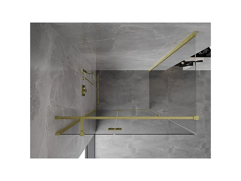 Mexen Mist-H T douchecabine uitslaande deur links 115 x 110 cm, transparant, goud geborsteld - 8A5T-115-110-55-00-L
