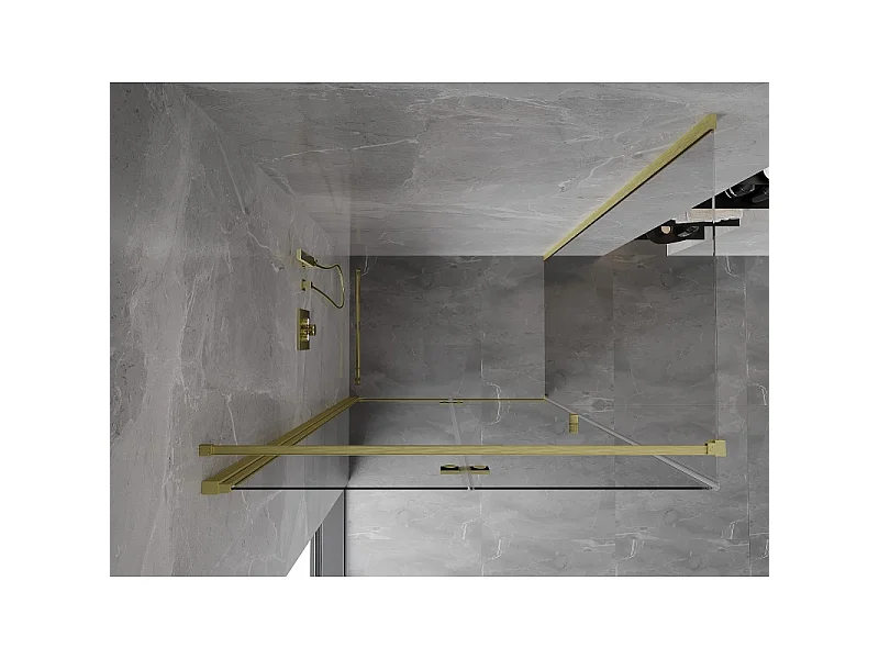 Mexen Mist-F foldbar brusekabine venstre 85 x 90 cm, transparent, gyldent børstet - 8A6T-085-090-55-00-L
