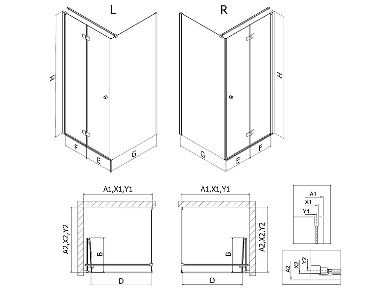 Mexen Mist-F foldbar brusekabine venstre 85 x 90 cm, transparent, gyldent børstet - 8A6T-085-090-55-00-L