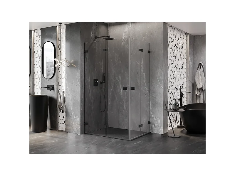 Mexen Lunar-F Duo cabine de douche pliante 100 x 90 cm, transparent, noir - 836-100L-090P-70-00