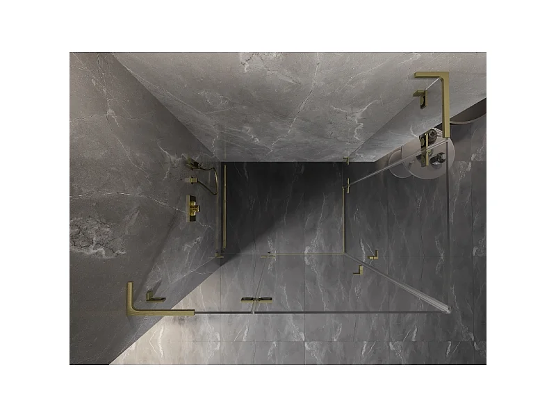 Mexen Lunar L Duo brusekabine, venstre hængslet, 105 x 80 cm, transparent, børstet guld - 834L-105L-080P-55-00