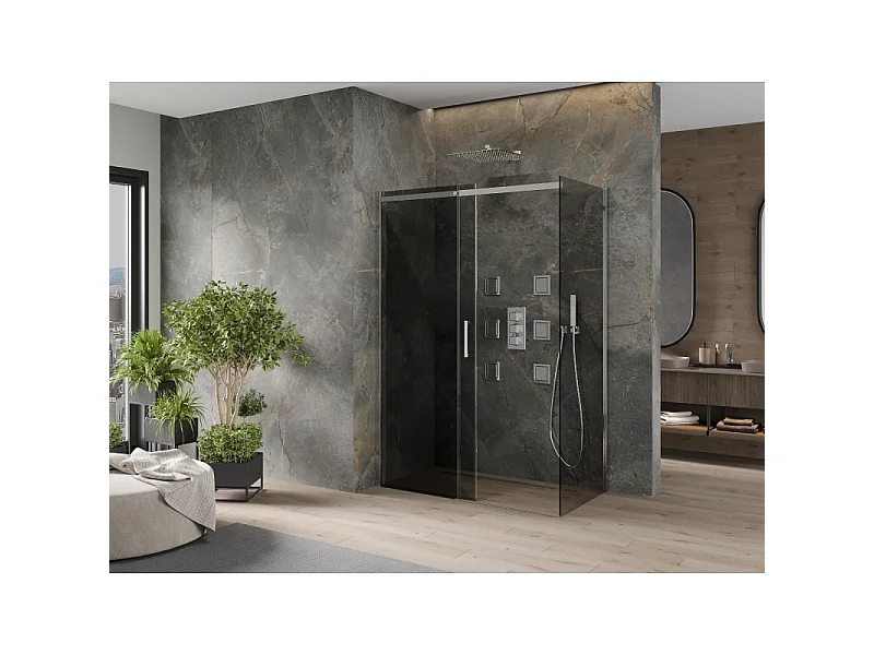 Mexen Omega Schiebedusche 140 x 80 cm, Graphit, Chrom - 825-140-080-01-40