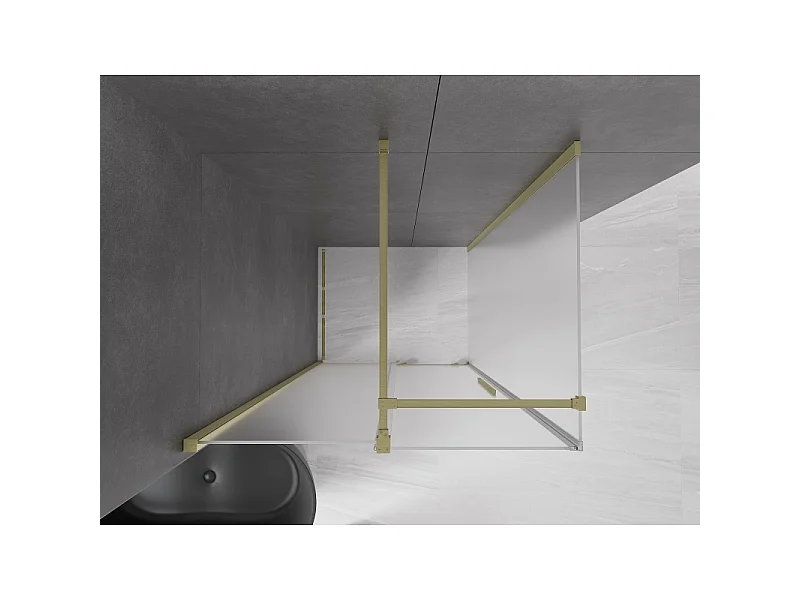 Mexen Velar schuifdouche 140 x 90 cm, matglas, geborsteld goud - 871-140-090-31-55