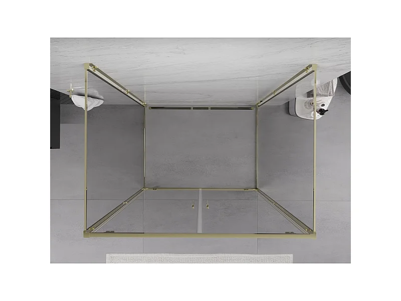 Mexen Exo-3S cabine de douche à 3 parois pivotante 70 x 95 cm, transparent, or - 8182-070-095-50-00-3S