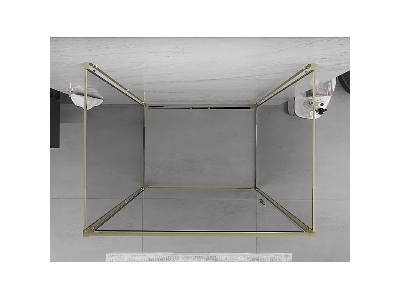 Mexen Exo-3S kabina prysznicowa 3-ścienna uchylna 85 x 80 cm, transparent, złota - 817-085-080-50-00-3S