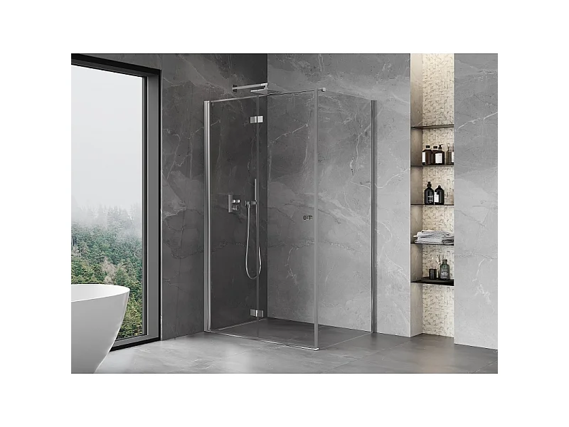 Mexen Mist-F zložljiva tuš kabina leva 75 x 100 cm, prozorna, krom - 8A6T-075-100-01-00-L