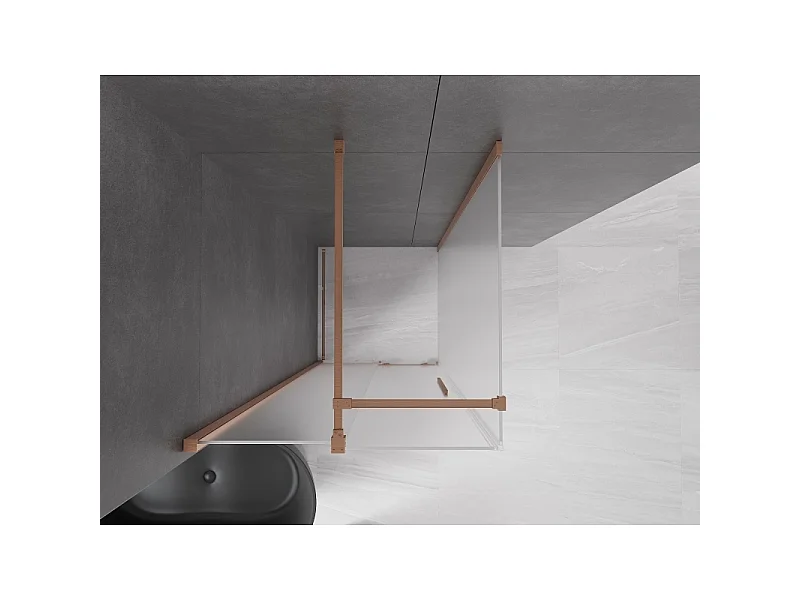 Mexen Velar verschuifbare douchecabine 90 x 90 cm, ijs, geborsteld koper - 871-090-090-31-65
