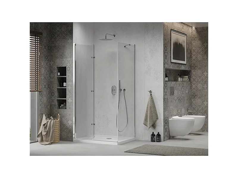 Mexen Lima foldbar brusekabine 70 x 80 cm, transparent, krom + Flat brusekar - 856-070-080-01-00-4010