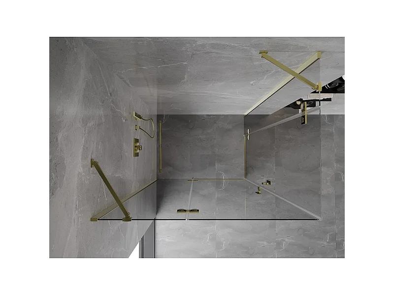 Mexen Mist-H Duo brusekabine, svingdør venstre 120 x 115 cm, transparent, guld - 8A5-120L-115P-50-00