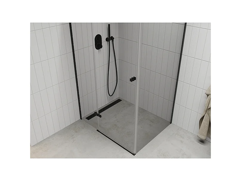 Mexen Roma odpirna prha 100 x 70 cm, prozorna, črna - 854-100-070-70-00