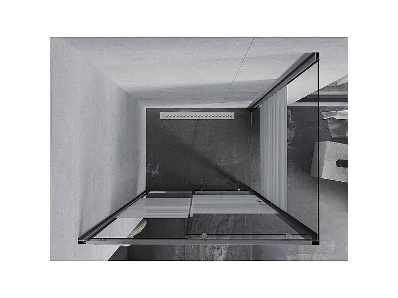 Mexen Apia cabine de douche coulissante 100 x 90 cm, bandes blanches, chrome - 840-100-090-01-20