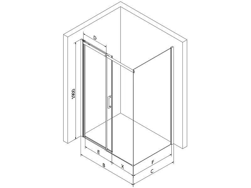 Mexen Omega schuifbare douchecabine 120 x 90 cm, transparant, zwart + Flat douchebak, zwart - 825-120-090-70-00-4070B