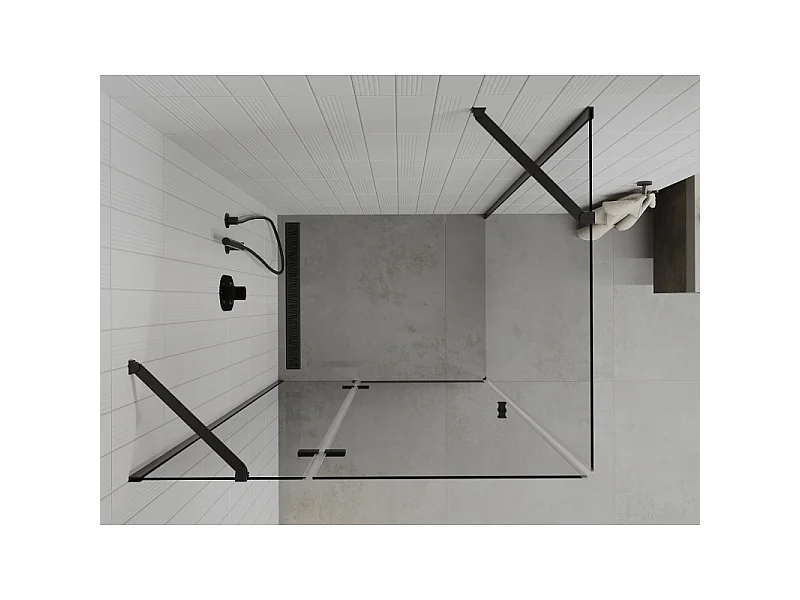 Mexen Roma cabina doccia angolare 90 x 80 cm, trasparente, nera - 854-090-080-70-00