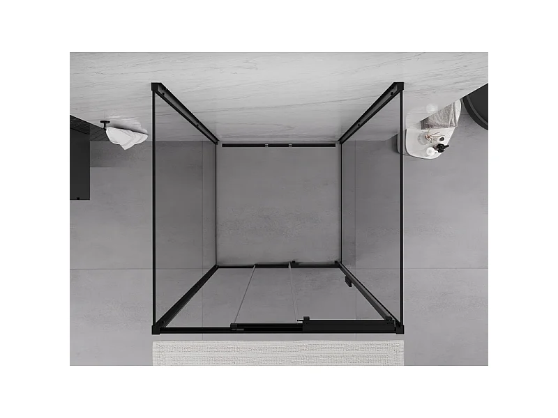 Mexen Exo-3S kabina prysznicowa 3-ścienna rozsuwana 85 x 85 cm, transparent, czarna - 8153-085-085-70-00-3S