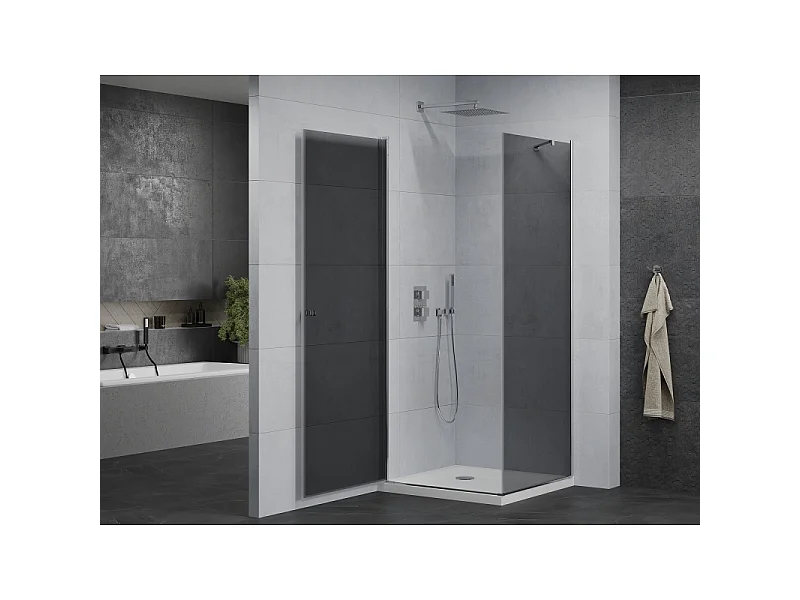 Mexen Pretoria cabine de douche pivotante 90 x 90 cm, graphite, chrome + receveur plat - 852-090-090-01-40-4010