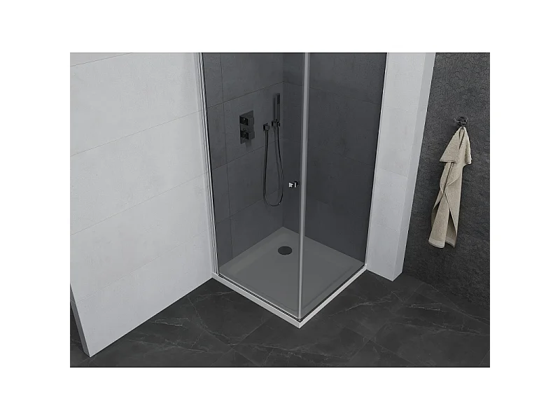 Mexen Pretoria cabine de douche pivotante 90 x 90 cm, graphite, chrome + receveur plat - 852-090-090-01-40-4010
