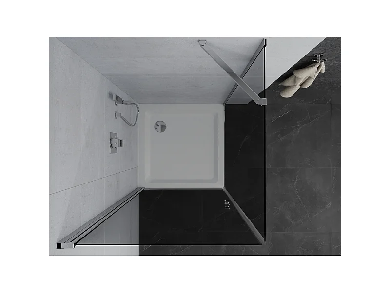 Mexen Pretoria cabine de douche pivotante 90 x 90 cm, graphite, chrome + receveur plat - 852-090-090-01-40-4010