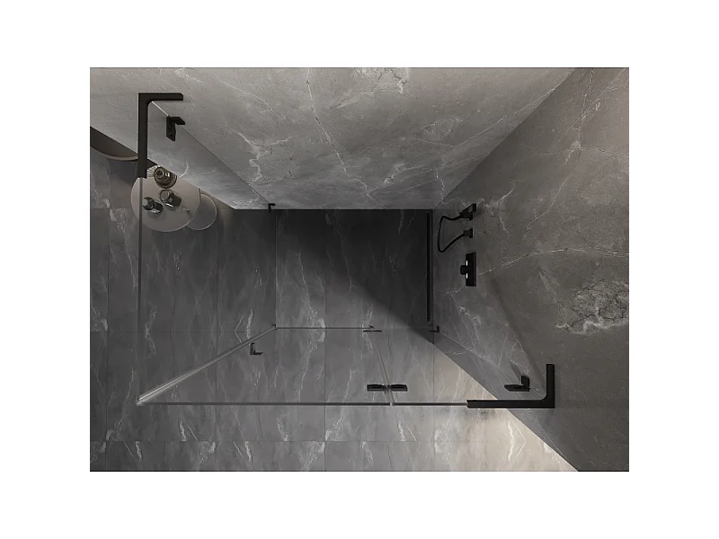 Mexen Lunar L svingbar brusekabine højre 70 x 90 cm, transparent, sort - 834L-070-090-70-00-P