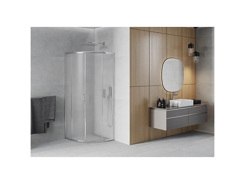 Mexen Rio halve ronde douchecabine 70 x 70 cm, matglas, chroom - 863-070-070-01-30
