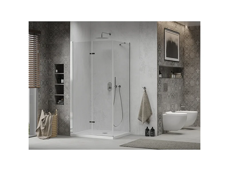 Mexen Lima cabine de douche pliante 120 x 80 cm, transparent, chrome + receveur de douche Flat - 856-120-080-01-00-4010