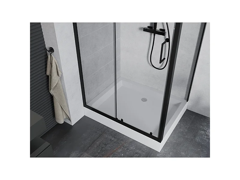 Mexen Apia skydedør brusekabine 120 x 90 cm, transparent, sort + Rio brusekar - 840-120-090-70-00-4510