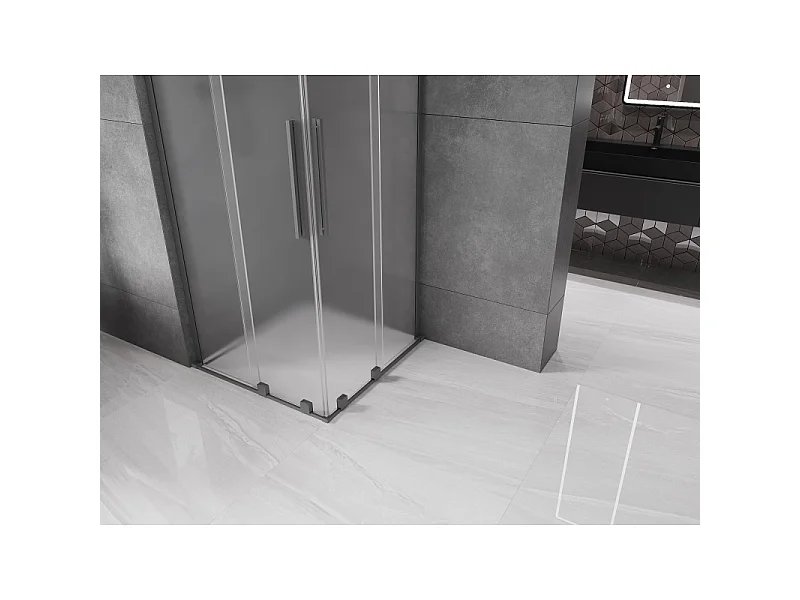 Mexen Velar L Duo kabina prysznicowa rozsuwana 80 x 80 cm, szron, gun metal - 871-080-080-02-33-95