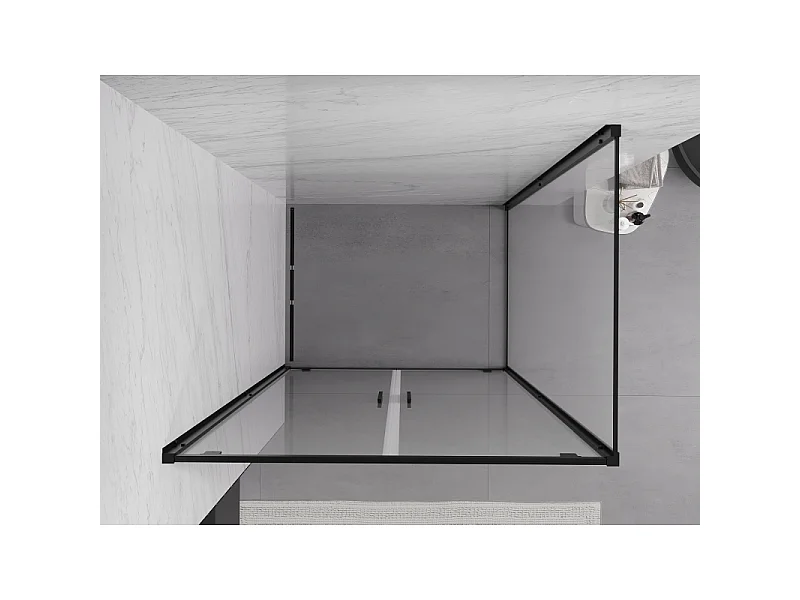 Mexen Exo draaibare douchecabine 110 x 70 cm, transparant, zwart - 8182-110-070-70-00