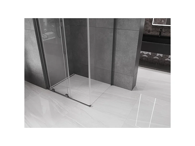 Mexen Velar schuifdouchecabine 110 x 85 cm, transparant, kanonnenmetaal - 871-110-085-01-95