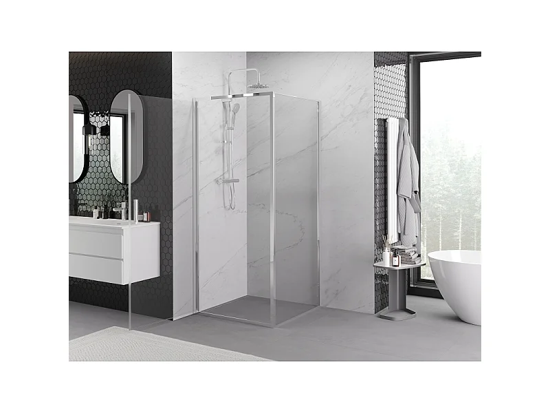 Mexen Exo douchecabine met scharnierdeur 90 x 90 cm, transparant, chroom - 817-090-090-01-00