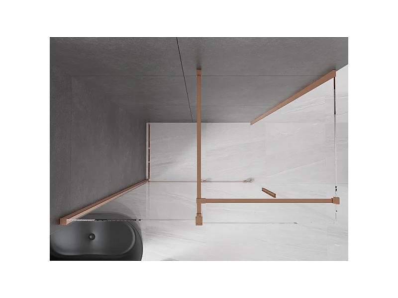 Mexen Velar drsna pršna kabina 150 x 90 cm, prozorna, krtačeni baker - 871-150-090-01-65