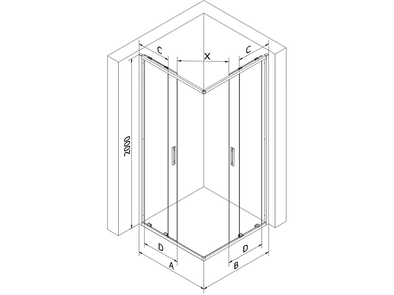 Mexen Exo quadratische Duschkabine, verschiebbar 100 x 100 cm, transparent, Chrom - 8111-100-100-01-00