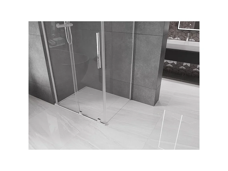 Mexen Velar L drsna tuš kabina 90 x 80 cm, prozorna, krom - 871-090-080-03-01