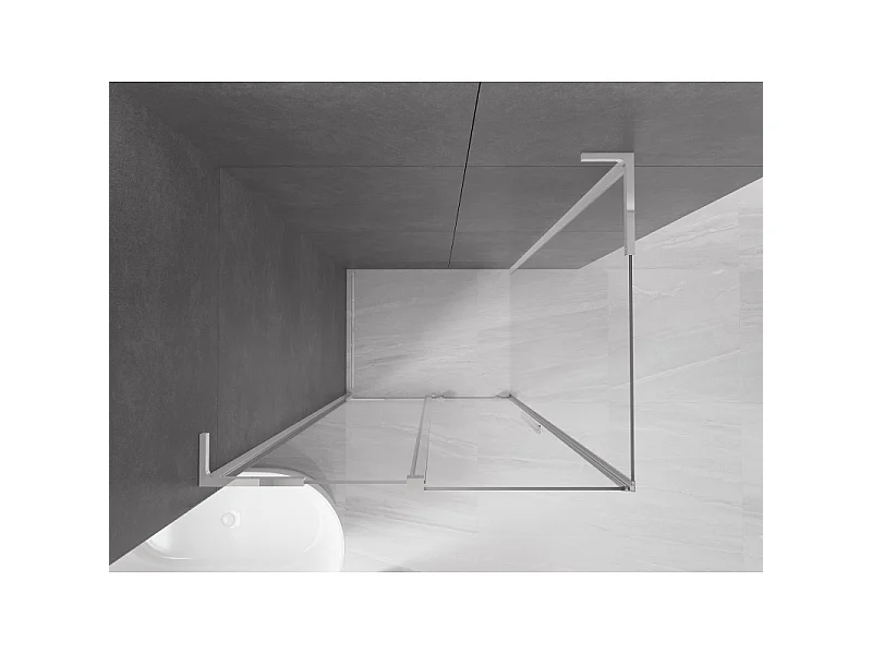 Mexen Velar L drsna tuš kabina 90 x 80 cm, prozorna, krom - 871-090-080-03-01