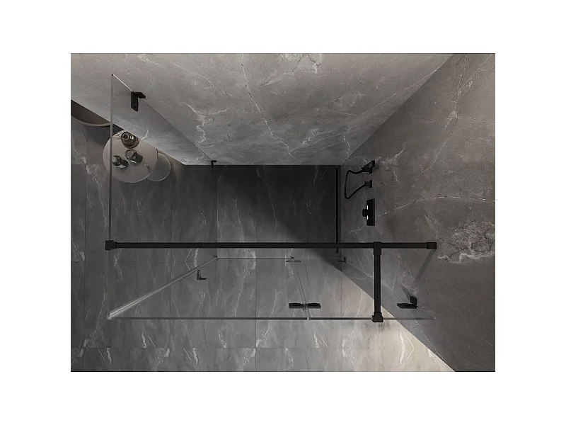Mexen Lunar T rechts openende douchecabine 90 x 110 cm, transparant, zwart - 834T-090-110-70-00-P