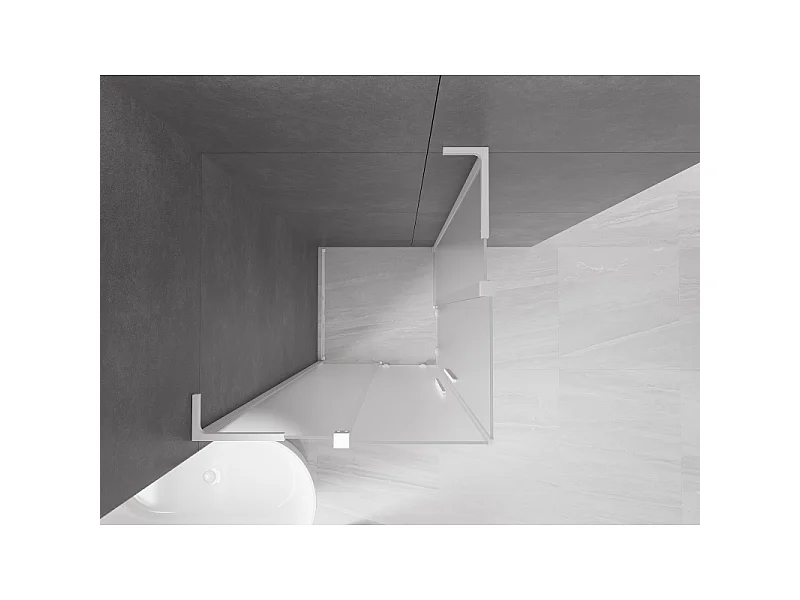 Mexen Velar L Dvojna drsna tuš kabina 80 x 80 cm, mat, bela - 871-080-080-02-33-20