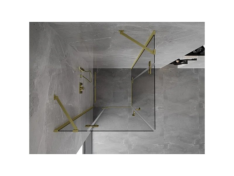 Mexen Mist-H Duo pršna kabina z nihajnimi vrati 95 x 95 cm, prozorna, brušeno zlato - 8A5-095L-095P-55-00