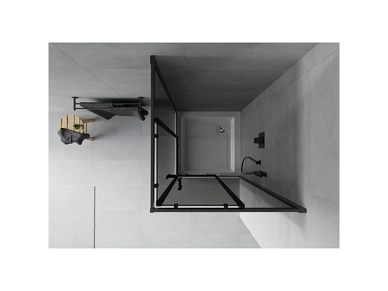 Mexen Rio vierkante douchecabine 70 x 70 cm, grafiet, zwart + douchebak, wit - 860-070-070-70-40-4510