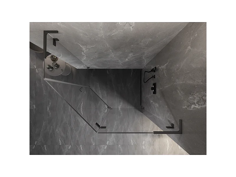 Mexen Lunar L cabine de douche pentagonale pivotante droite 100 x 90 cm, transparent, gun metal - 831L-100P-090L-95-00-P