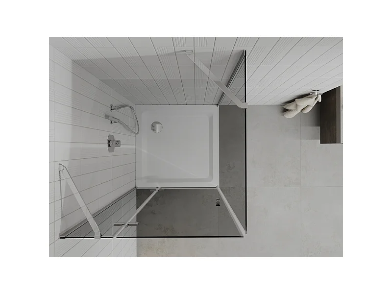Mexen Roma cabine de douche battante 100 x 100 cm, graphite, chrome + receveur Flat, blanc - 854-100-100-01-40-4010