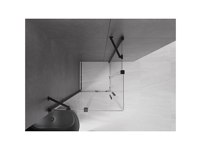 Mexen Velar Duo cabine de douche coulissante 90 x 90 cm, transparent, noir - 871-090-090-02-70
