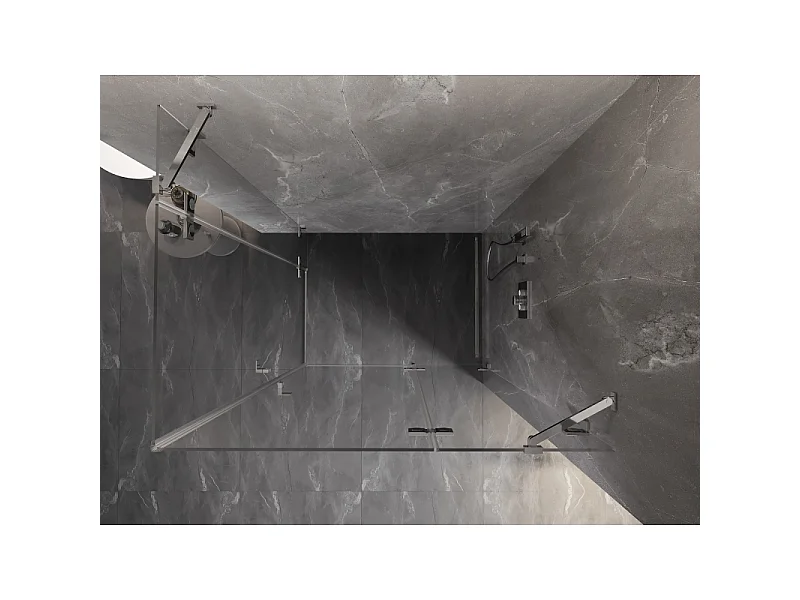 Mexen Lunar Duo brusekabine hængslet højre 80 x 70 cm, transparent, krom - 834-080P-070L-01-00
