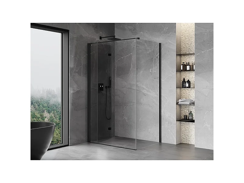 Mexen Mist-F T folding shower cabin left 110 x 90 cm, transparent, black - 8A6T-110-090-70-00-L