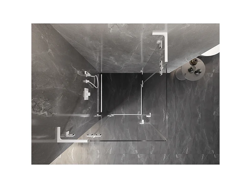 Mexen Lunar L Duo hinged shower cabin 70 x 70 cm, transparent, white - 834L-070L-070P-20-00