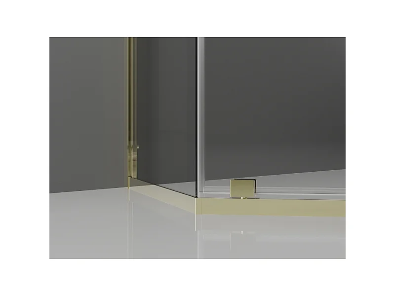 Mexen Exo cabina de ducha pentagonal abatible 100 x 80 cm, transparente, dorada - 812-100-080-50-00
