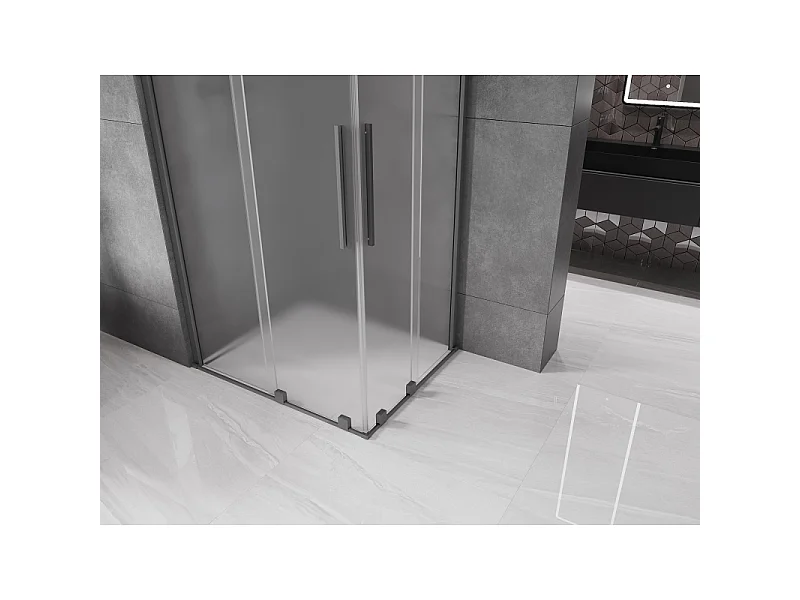 Mexen Velar Duo schuifdouchecabine 90 x 80 cm, matglas, gun metal - 871-090-080-32-95